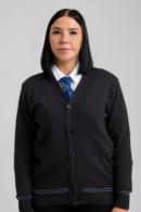 BLUE AND SILVER CARDIGAN 100% LAMBSWOOL